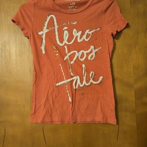 Aeropostale Orange Logo T- Shirt Size L